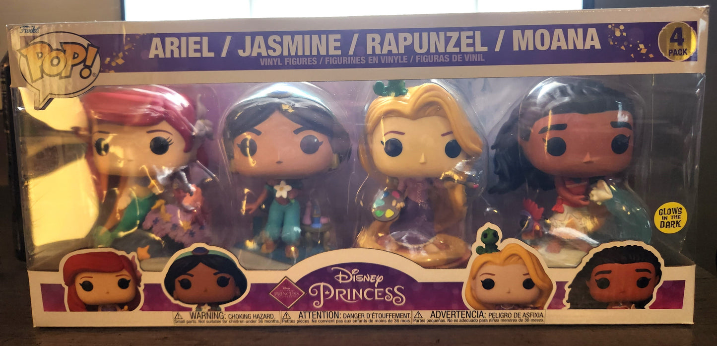 Ariel - Jasmin - Raiponce - Moana (Glow) - État de la boîte 8/10